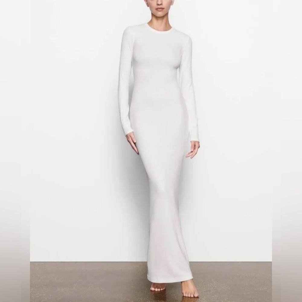 SKIMS Long Sleeve Maxi Dress Marble